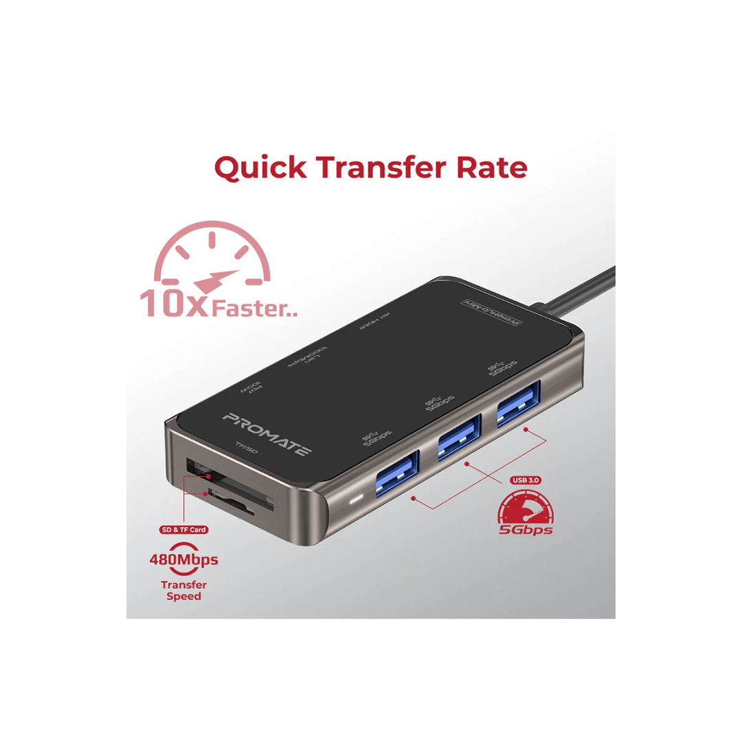Promate PrimeHub-Mini Ultra-Compact USB-C Hub with 100W Power Delivery in Qatar Promate PrimeHub-Mini Ultra-Compact USB-C Hub with 100W Power Delivery in Qatar